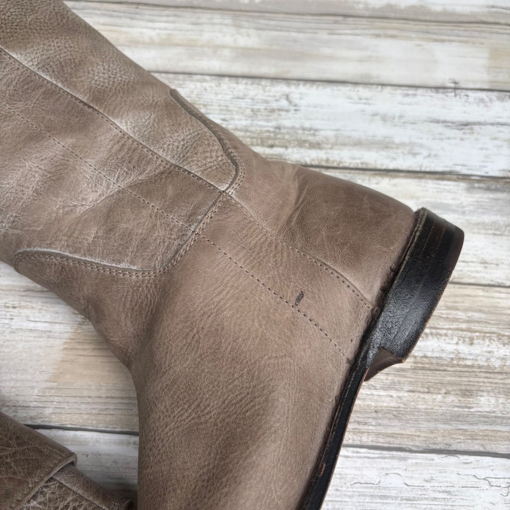 Frye Boots Paige Leather 6.5 Grey Pull On Round Toe Riding Western Distressed - Picture 9 of 12